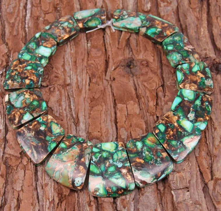 HQ Sea Sediment Stone Graduated Flat Square Bead Strand (17-35x25-28mm)