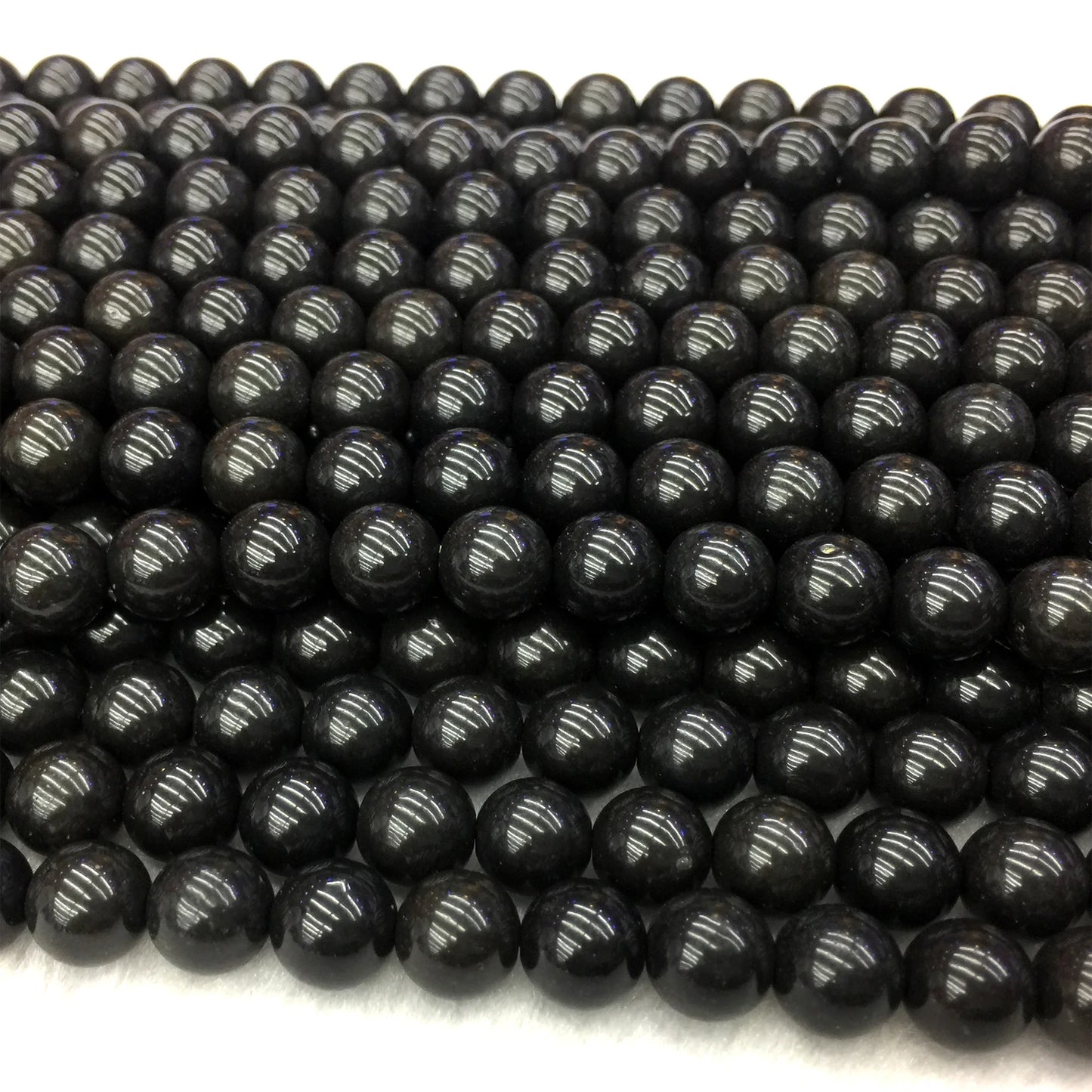 Natural Black Jade Bead Strand