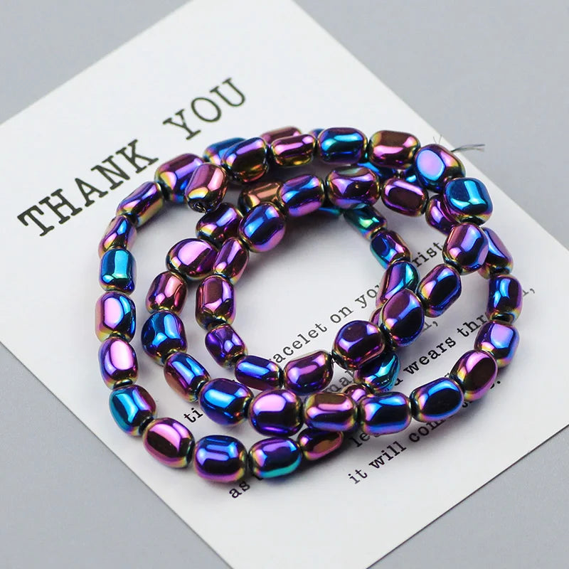Black Hematite Irregular Barrel Magnetic Bead Strand