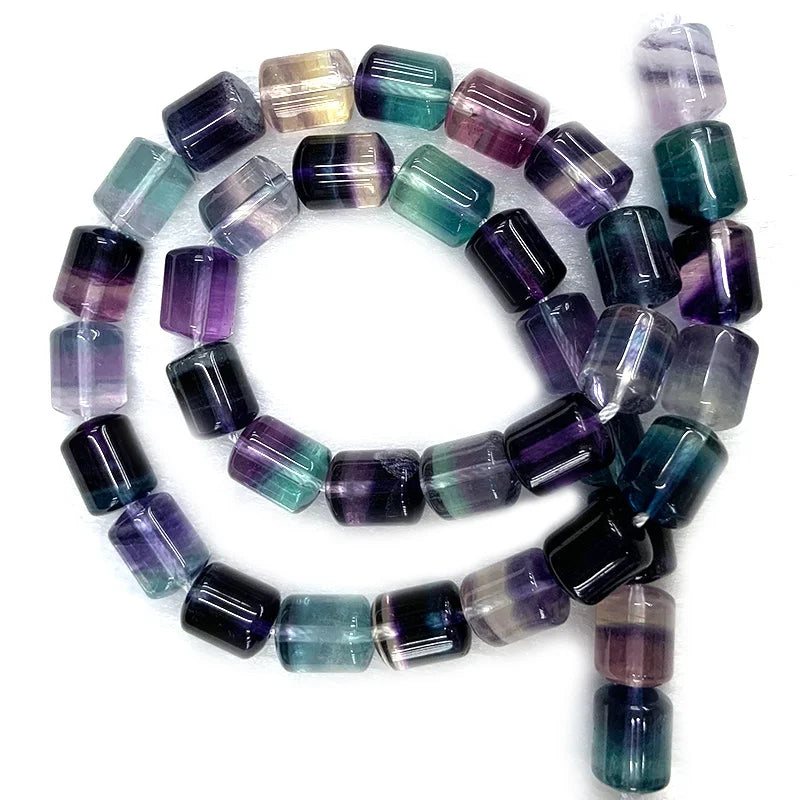 Natural Fluorite 15'' Column Bead Strand (8x10/8/16mm)