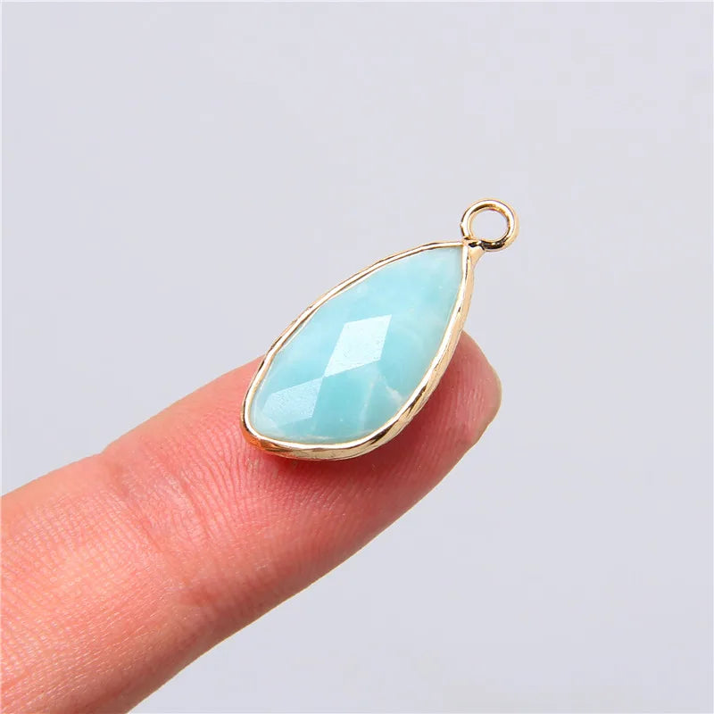 2 Pack Natural Stone Teardrop Pendant