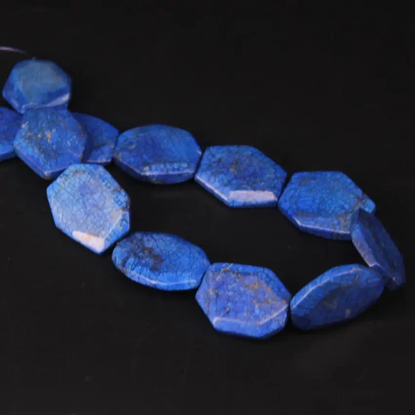11-13pcs Lapis Faceted Slab Bead Strand