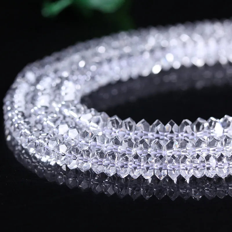 Natural Clear Quartz Rondelle Bead Strand