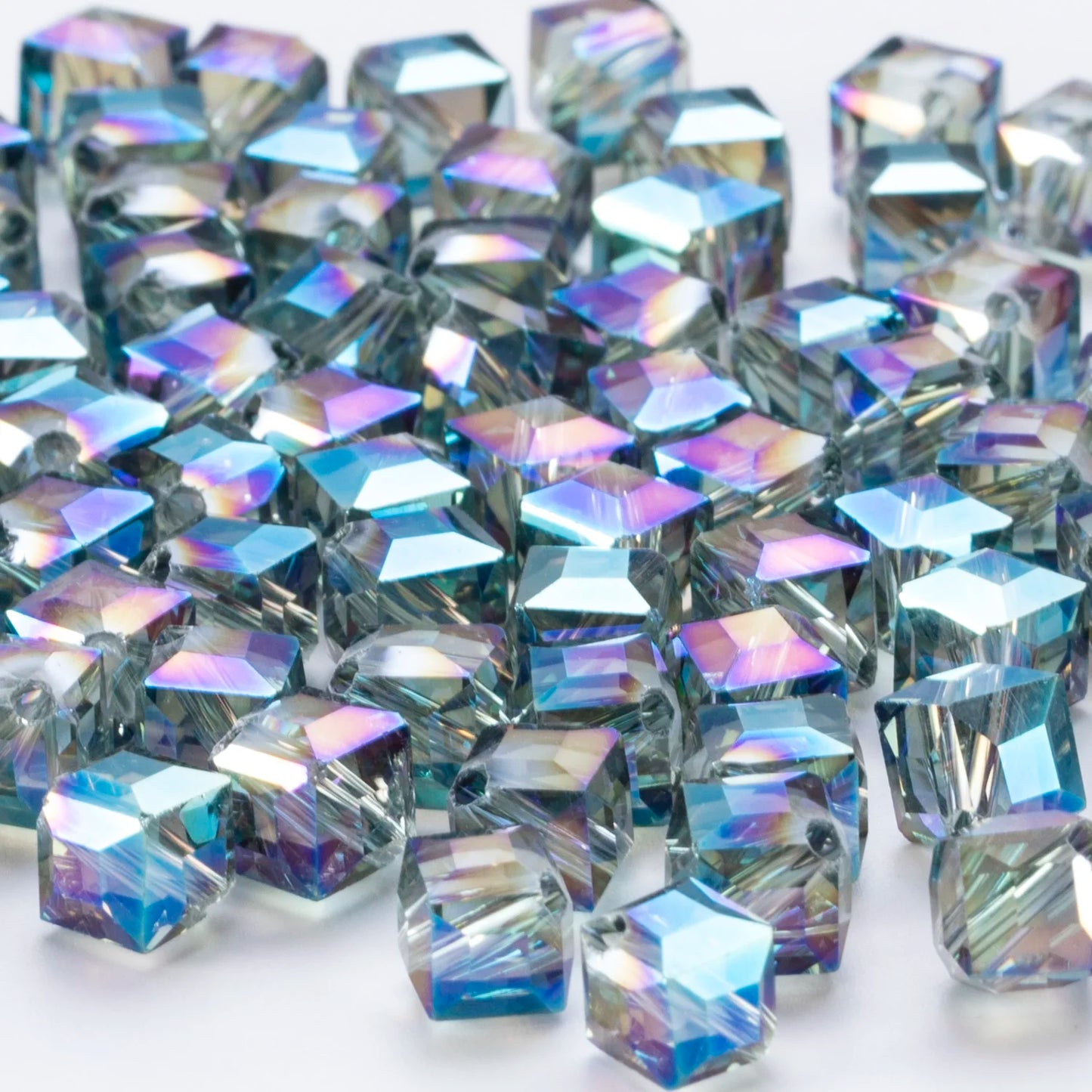 20Pcs Cube Glass AB Spacer Beads
