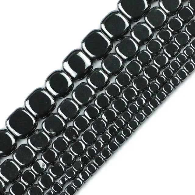 4/6/8mm Flat Square Hematite Spacer Bead Strand