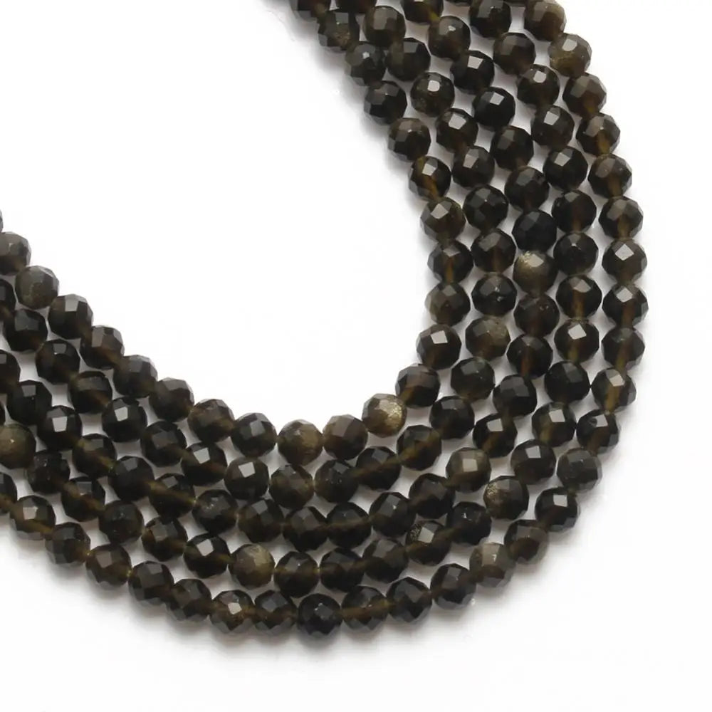 Faceted Gold Sheen Obsidian Bead Strand