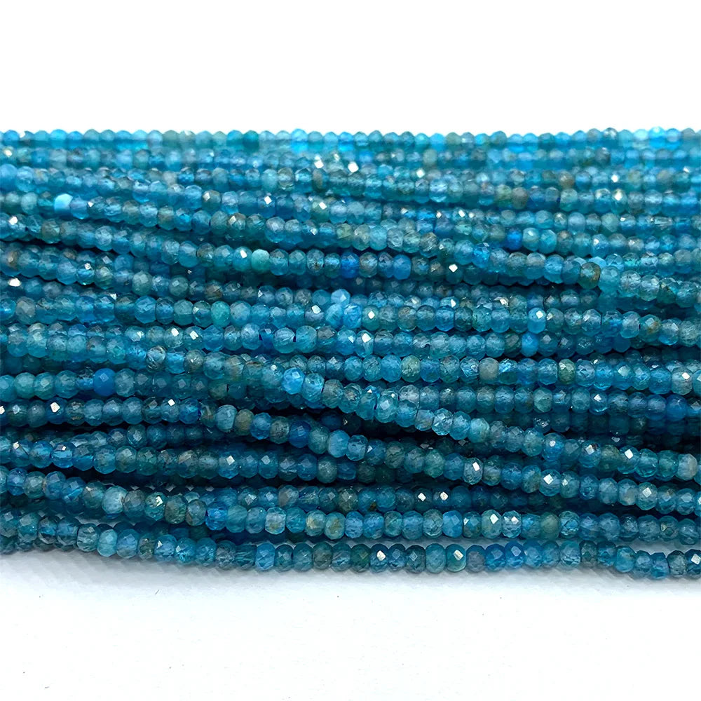Natural Blue Apatite Faceted Rondelle Bead Strand