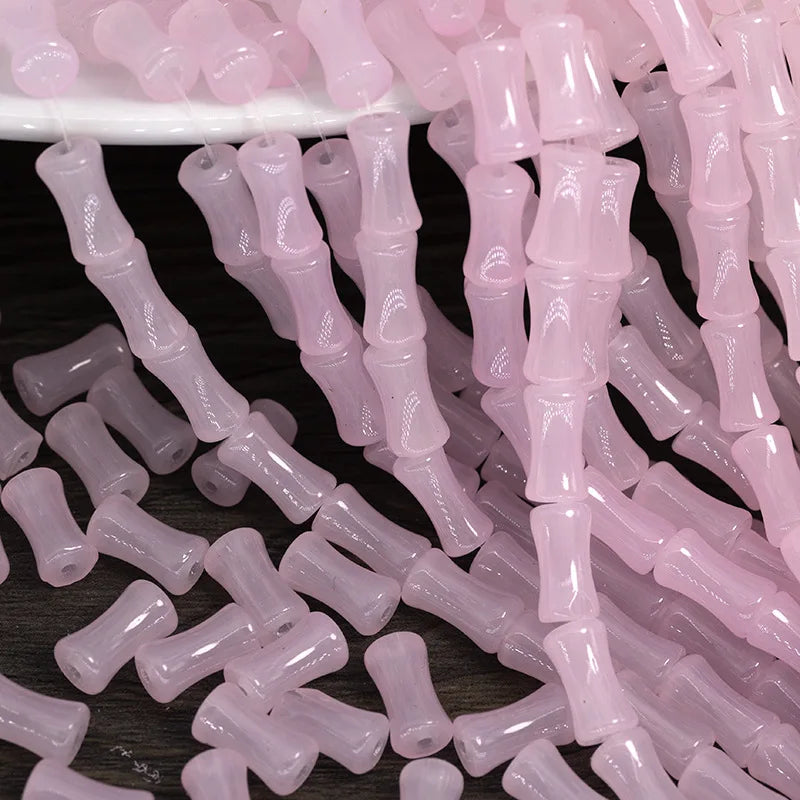 30PCS Glass Bamboo Joint Beads