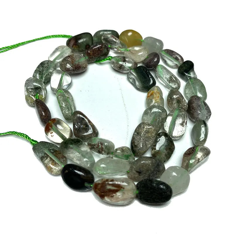 Red/green Phantom Garden Quartz Irregular Bead Strand