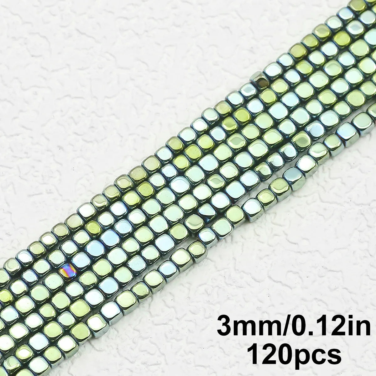 Green Hematite Cube Beads (2/3/4/6mm)
