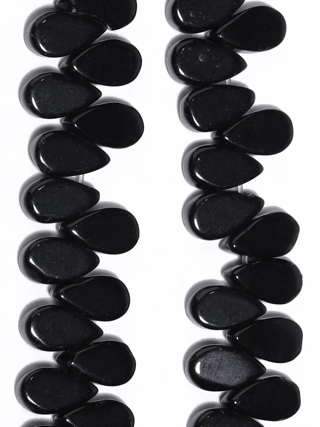 Natural Black Onyx Teardrop Beads