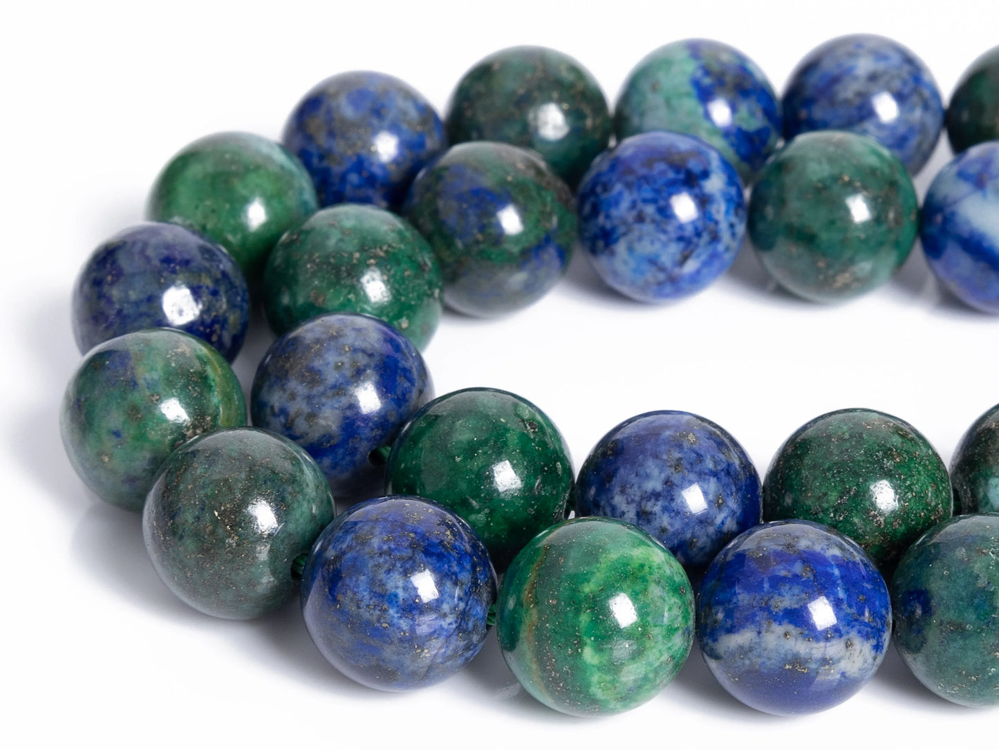 HQ Natural Malachite and Azurite Bead Strand
