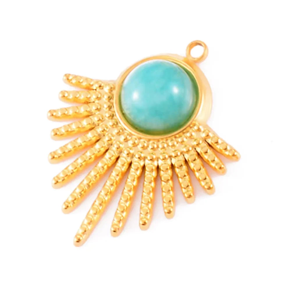 4 Pieces Stainless Steel Natural Stone Sunsplash Pendant