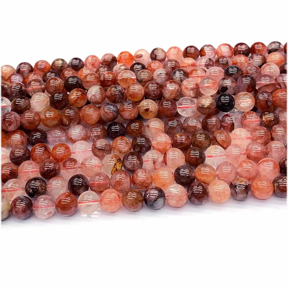 Natural Red Himalayan Crystal Round Bead Stran