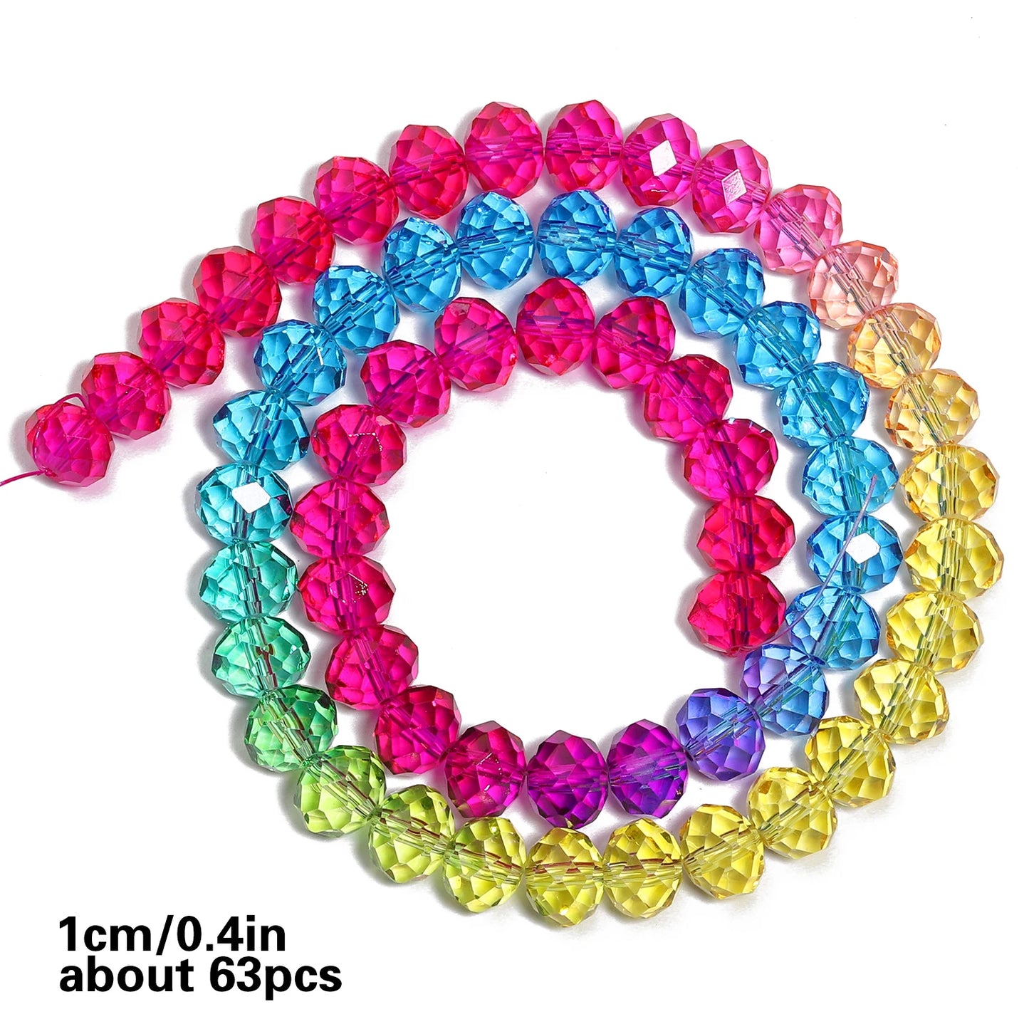 Faceted Rainbow Gradient Glass Crystal Rondelle Beads