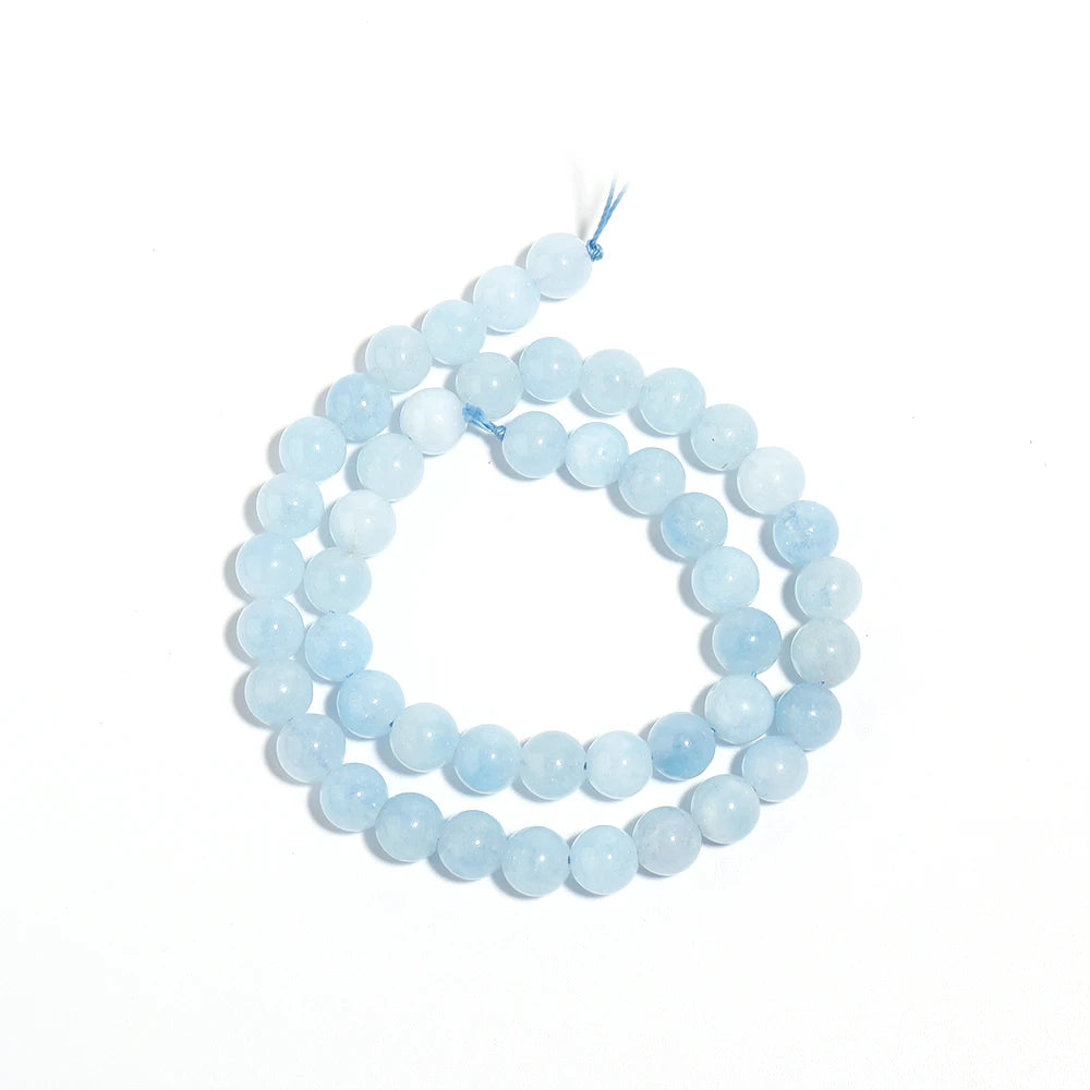 Natural Aquamarine Stone Bead Strand