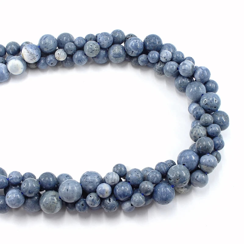 Natural Sky Blue Coral Bead Strand (6/8/10/12/14mm)