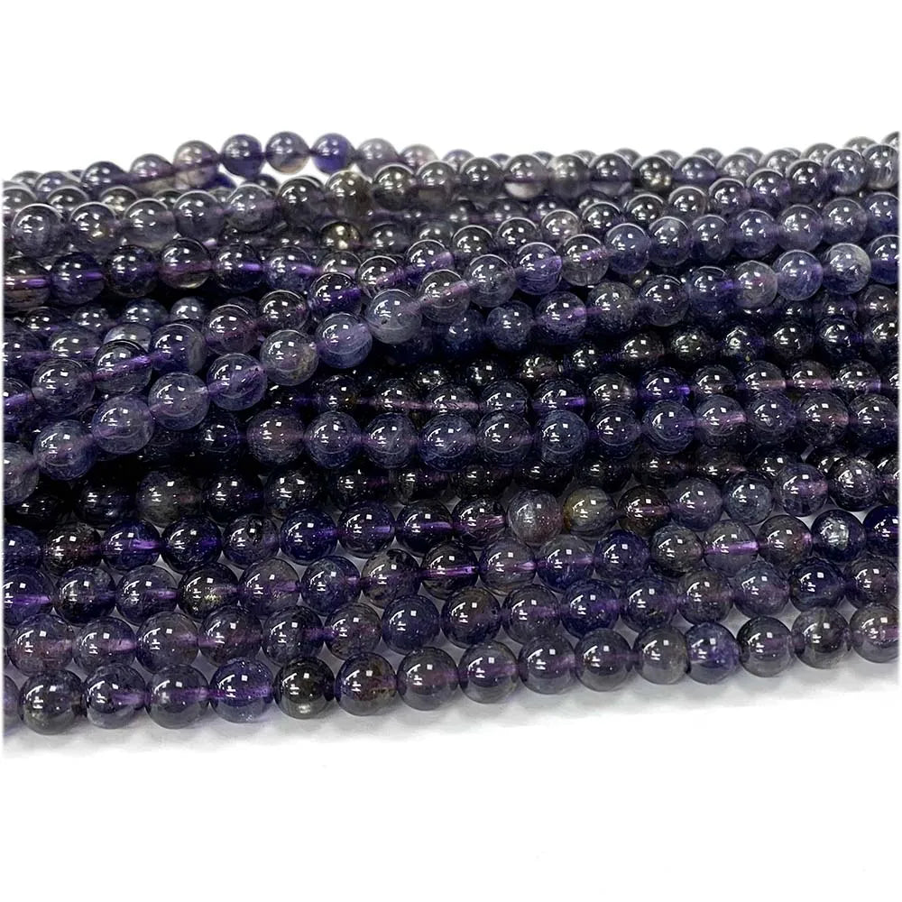 Natural Blue/Purple Iolite Round Bead Strand