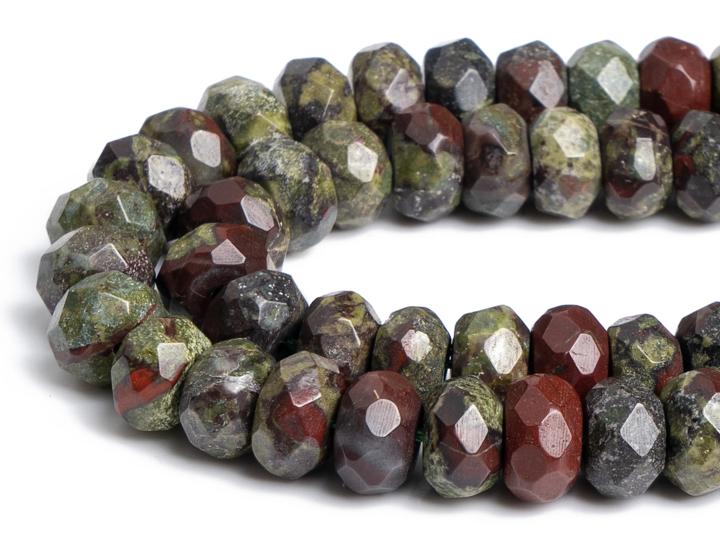 HQ Faceted Natural Dragon Blood Jasper Bead Strand