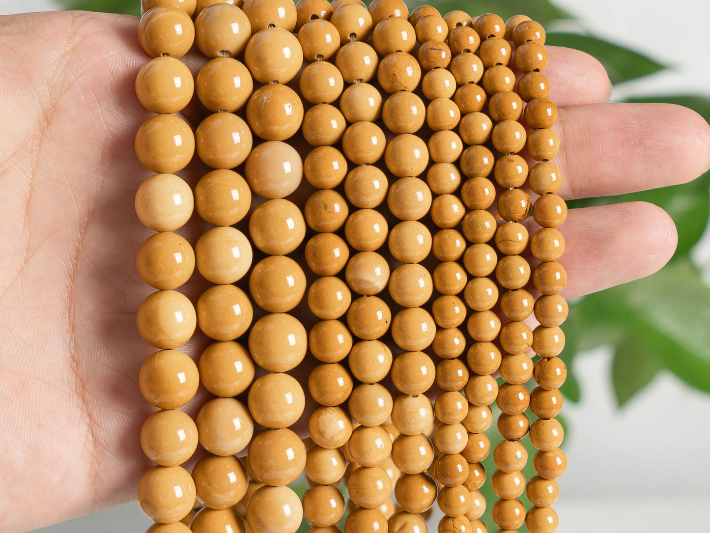 HQ Natural Yellow Mookaite Bead Strand