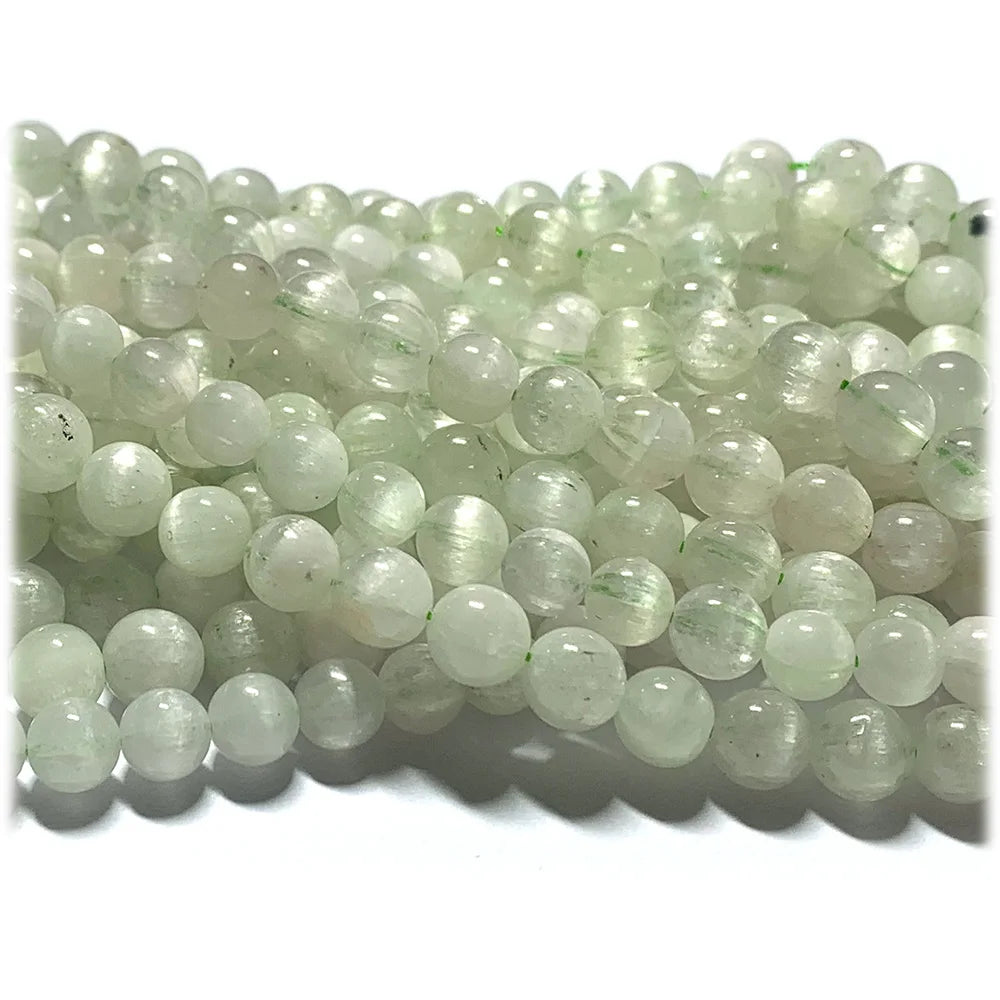 AAA Natural Green Kunzite Round Bead Strand