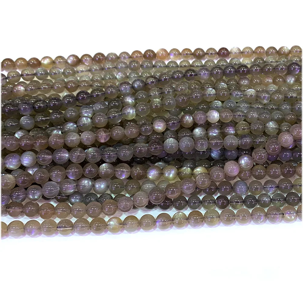 AAA Natural Black/Gray Moonstone Round Bead Strand