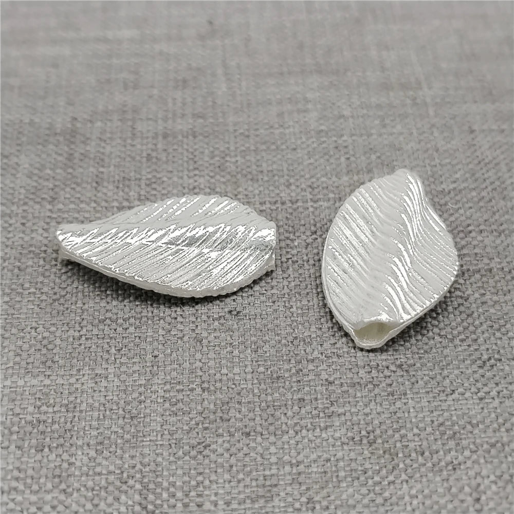 925 Sterling Silver Hammered Leaf Bead