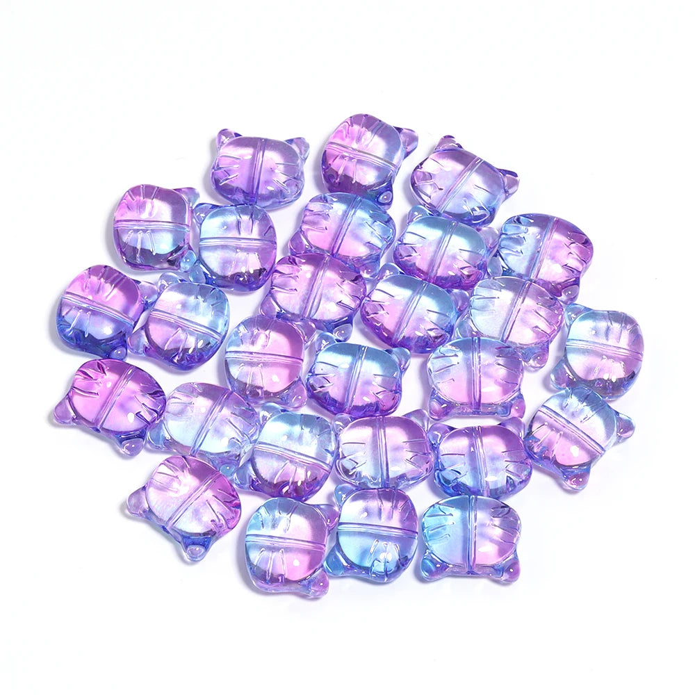 30Pcs Lampwork Glass Cat Head Beads