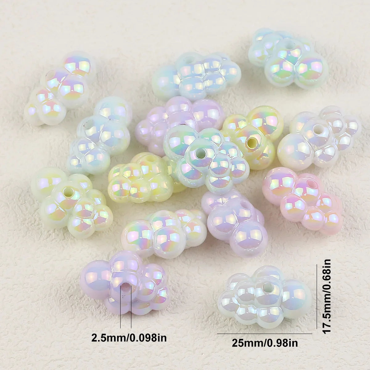 20pcs Sweet Pastel Cloud Acrylic Spacer Beads 18x25mm