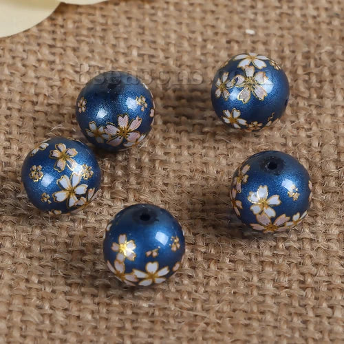 5PCs 10mm Glass Vintage Japanese Tensha Beads