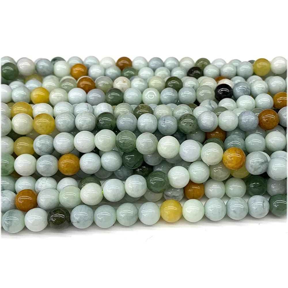 Natural Mixed Green Jadeite Bead Strand