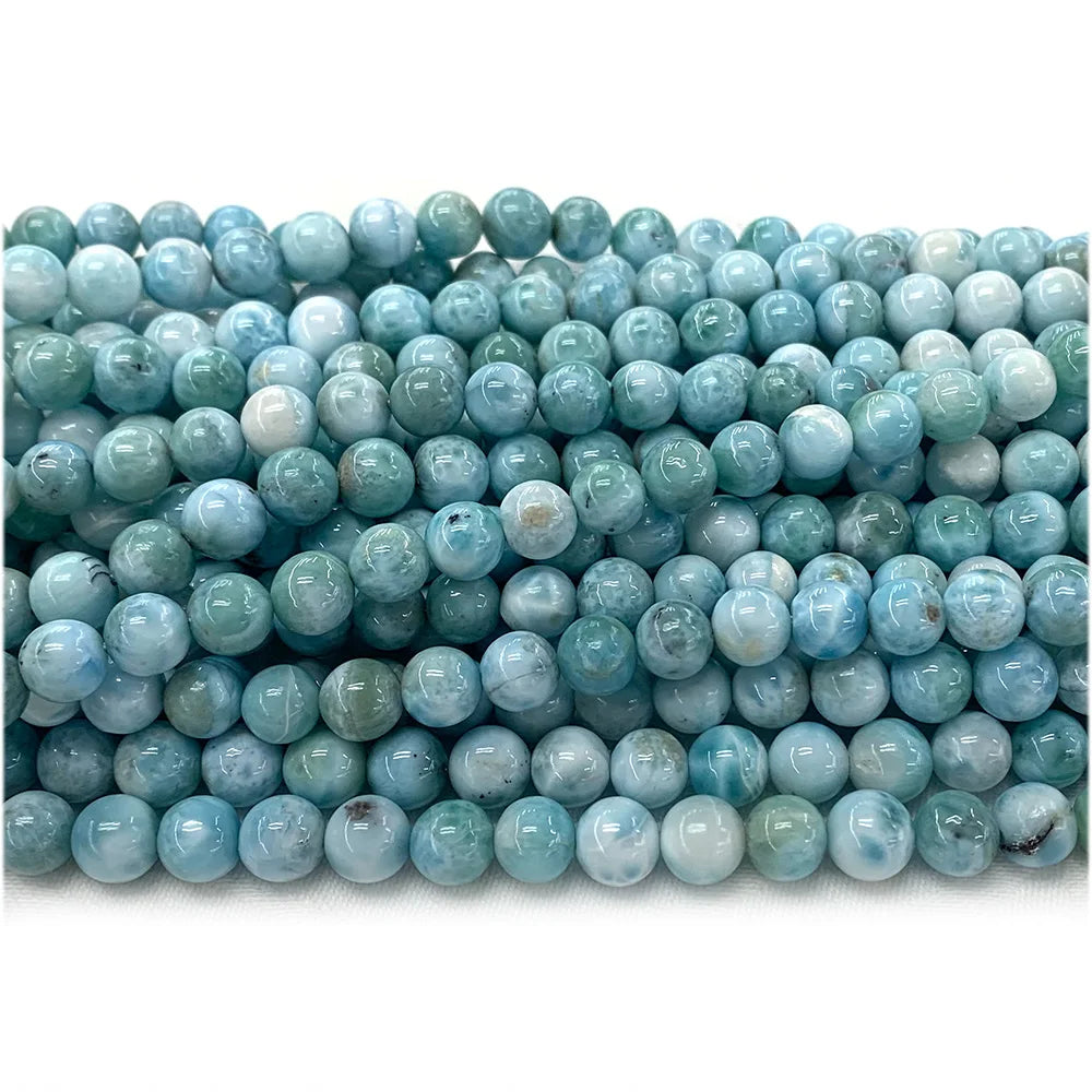 AAAA Rare Natural Blue Larimar Round Bead Strand