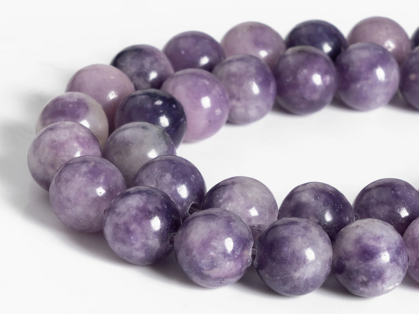 HQ Natural Heather Purple Lepidolite Bead Strand