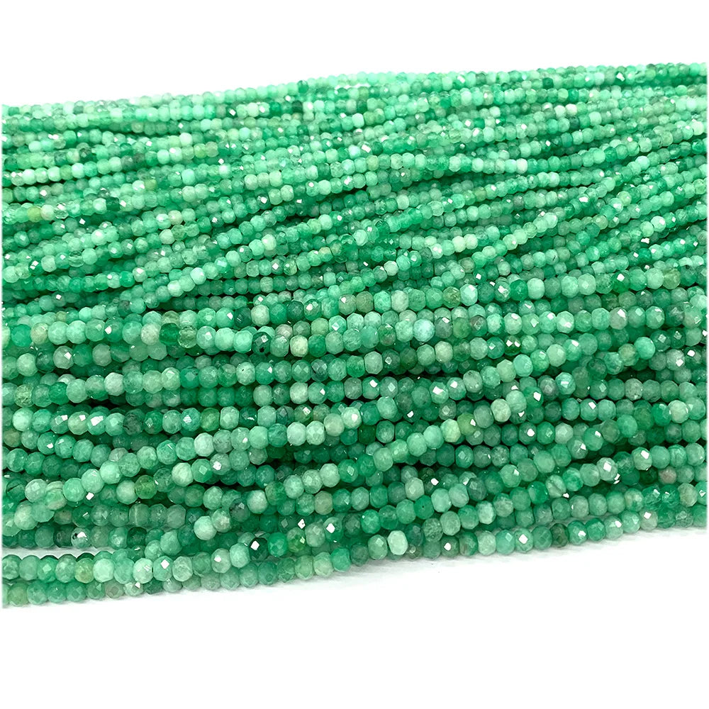 AAA Natural Green Emerald Rondelle Faceted Small Bead Strand