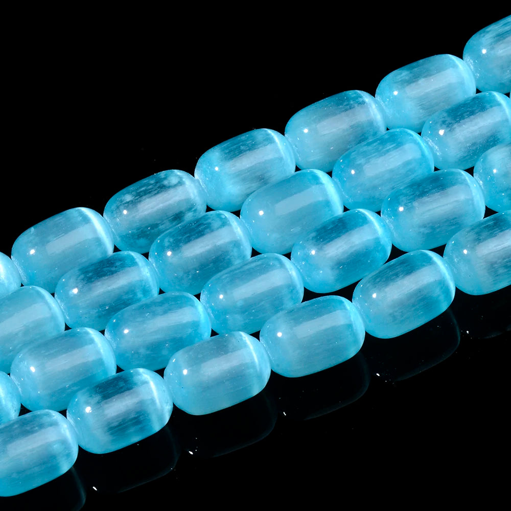 Natural Rainbow Selenite Cylinder Beads