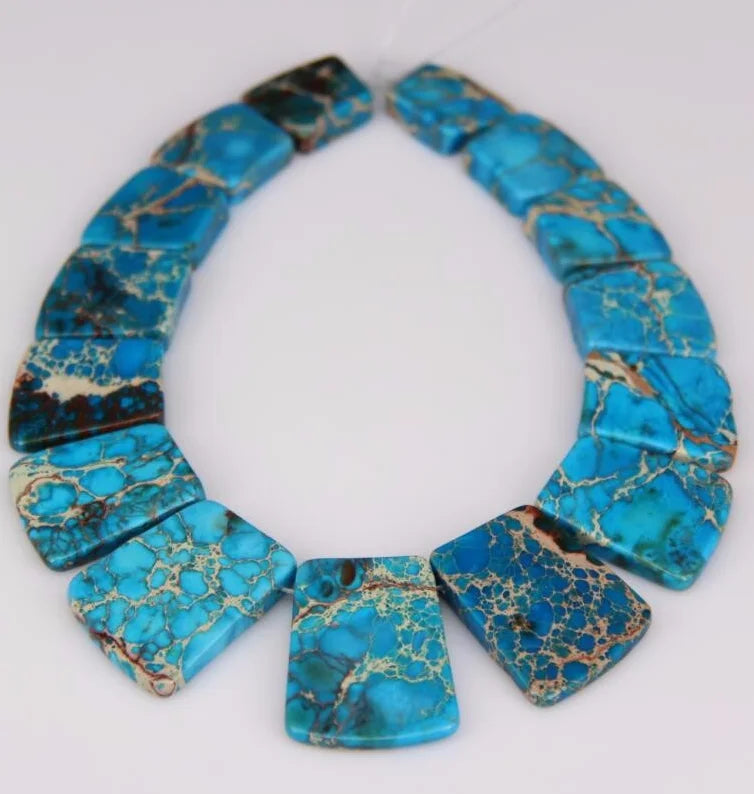 HQ Sea Sediment Stone Graduated Flat Square Bead Strand (17-35x25-28mm)