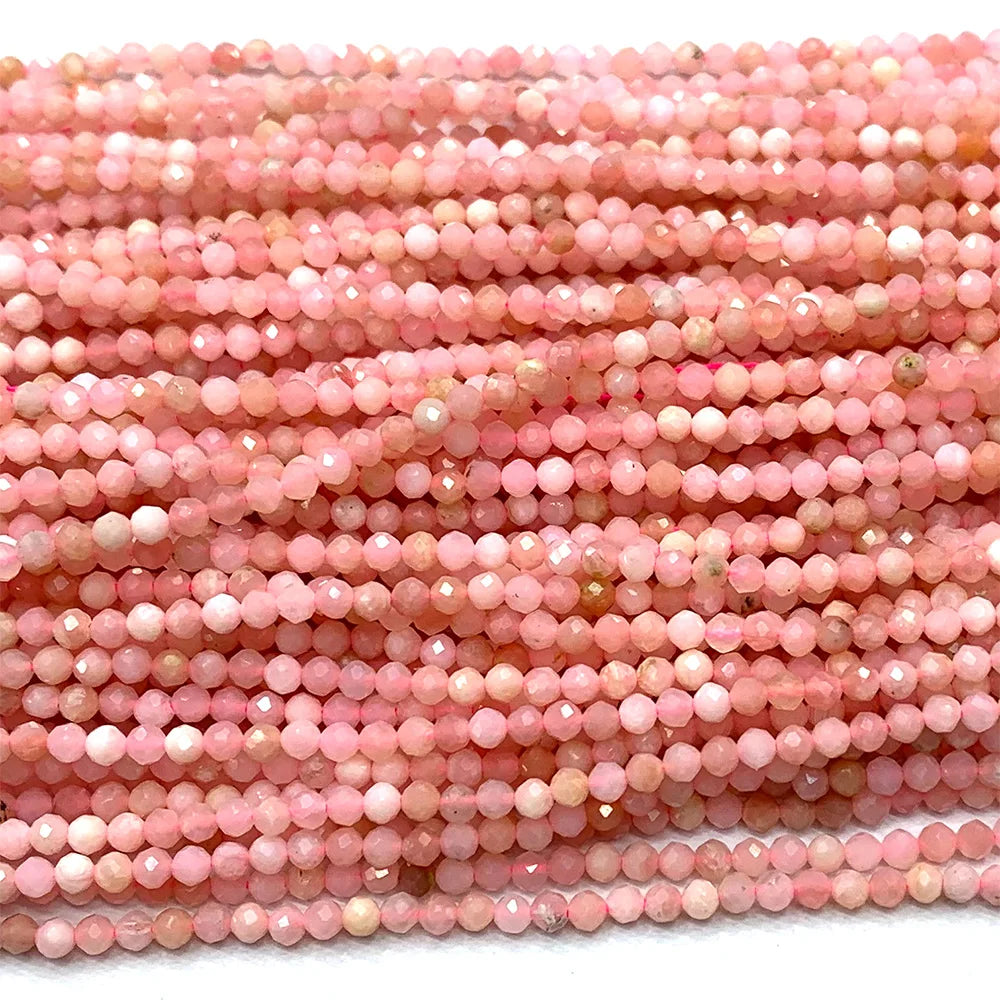 Natural Faceted Pink Opal Bead Strand