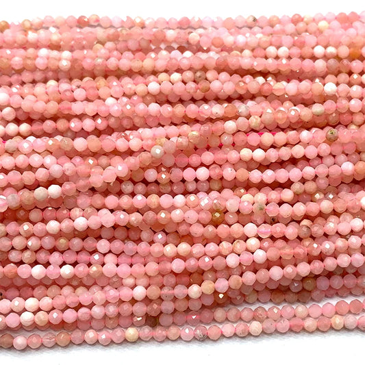 Natural Faceted Pink Opal Bead Strand