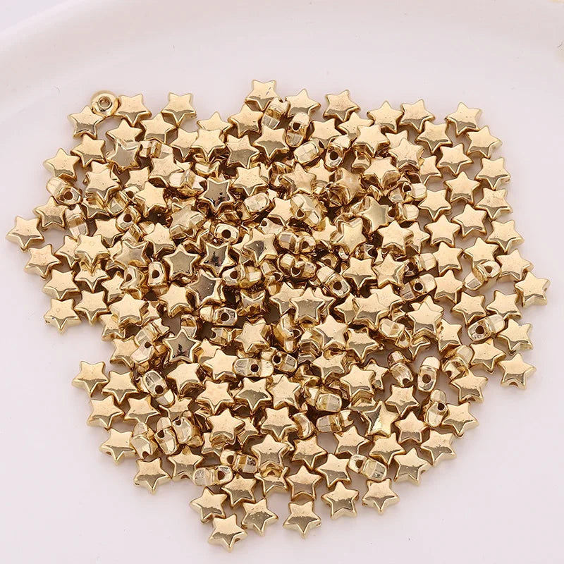 6mm Metallic Acrylic Mini Star Beads