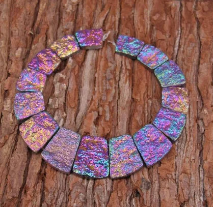 HQ Sea Sediment Stone Graduated Flat Square Bead Strand (17-35x25-28mm)