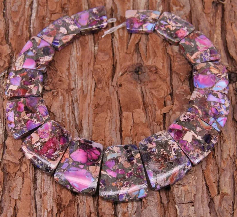 HQ Sea Sediment Stone Graduated Flat Square Bead Strand (17-35x25-28mm)
