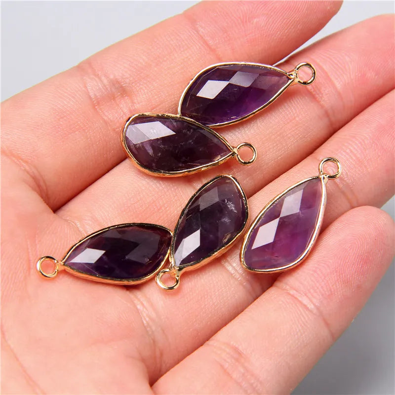2 Pack Natural Stone Teardrop Pendant