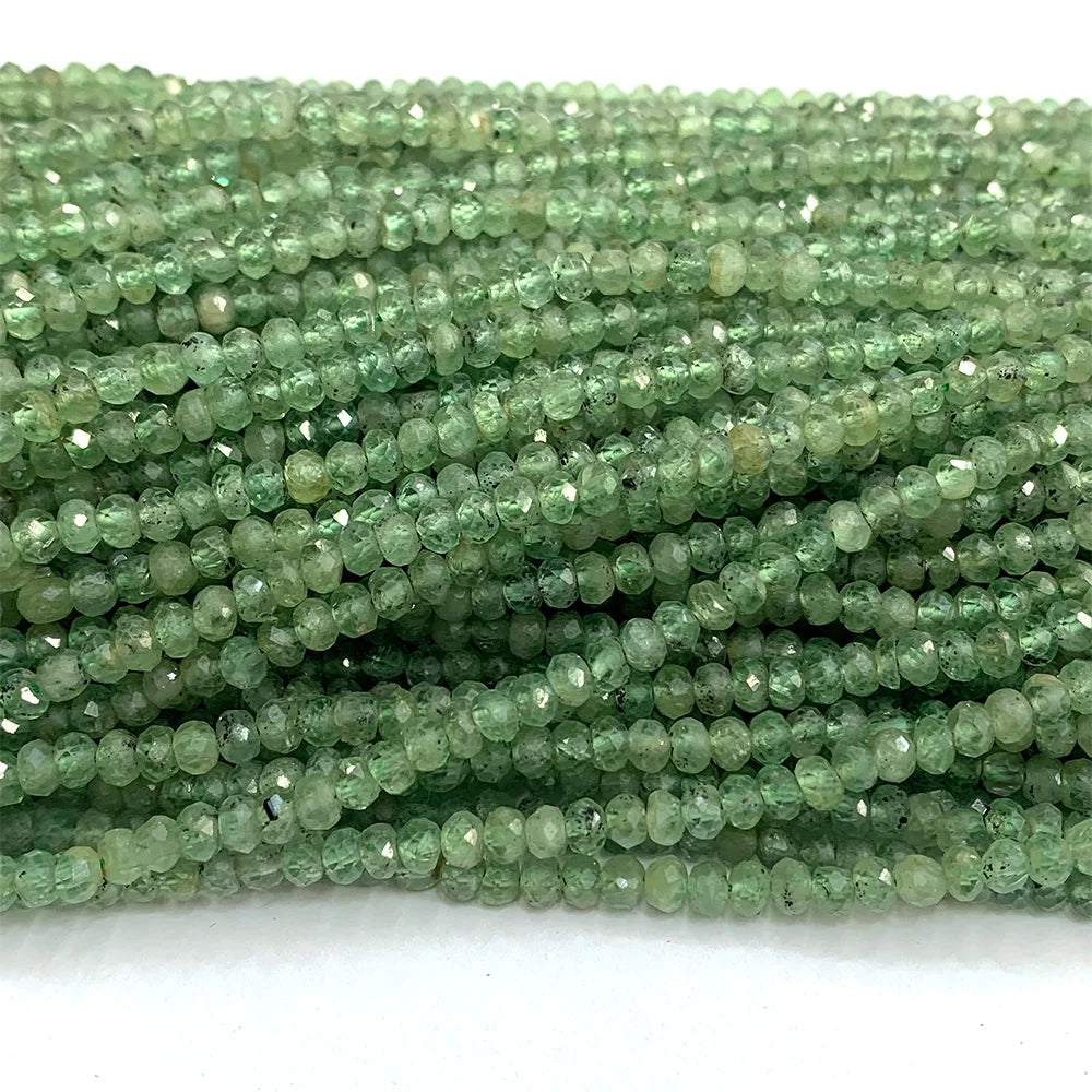 Natural Green Kyanite Faceted Small Rondelle Bead Strand (3-4mm)