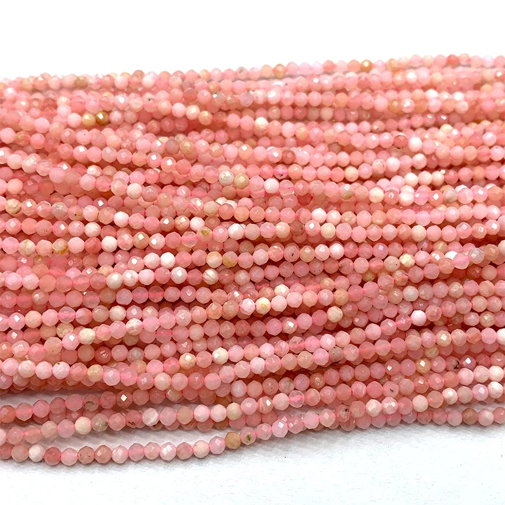 Natural Faceted Pink Opal Bead Strand