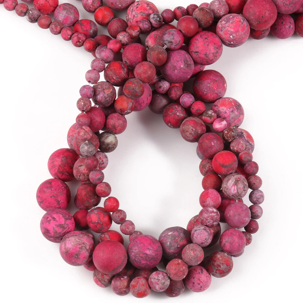 Dyed Matte Fuchsia Howlite Bead Strand