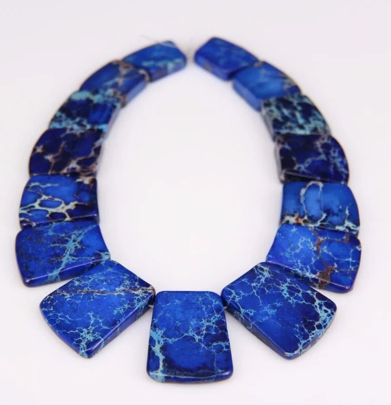 HQ Sea Sediment Stone Graduated Flat Square Bead Strand (17-35x25-28mm)