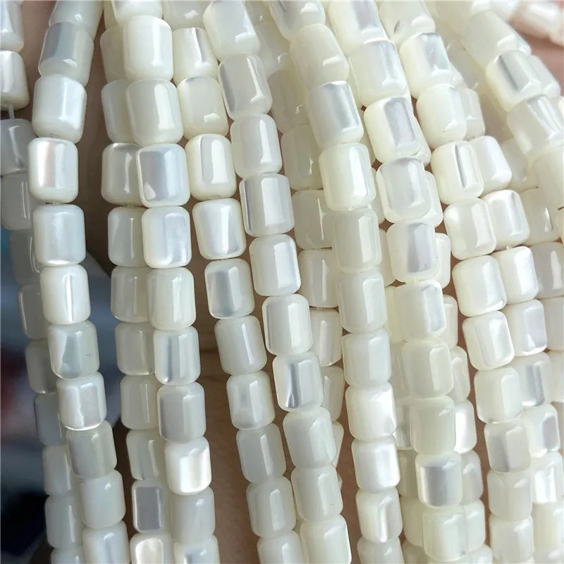 5x6mm Barrell Natural White Mother of Pearl Shell Beads