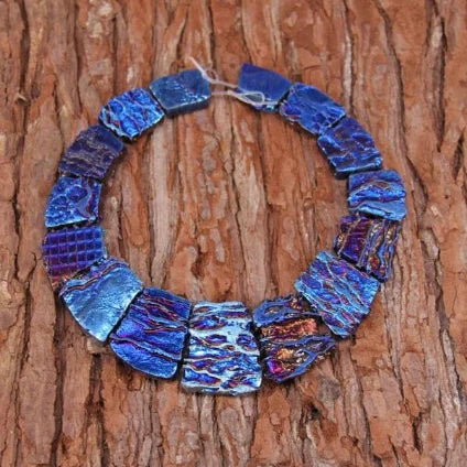 HQ Sea Sediment Stone Graduated Flat Square Bead Strand (17-35x25-28mm)