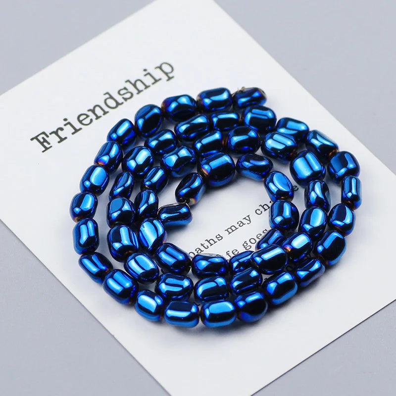 Black Hematite Irregular Barrel Magnetic Bead Strand