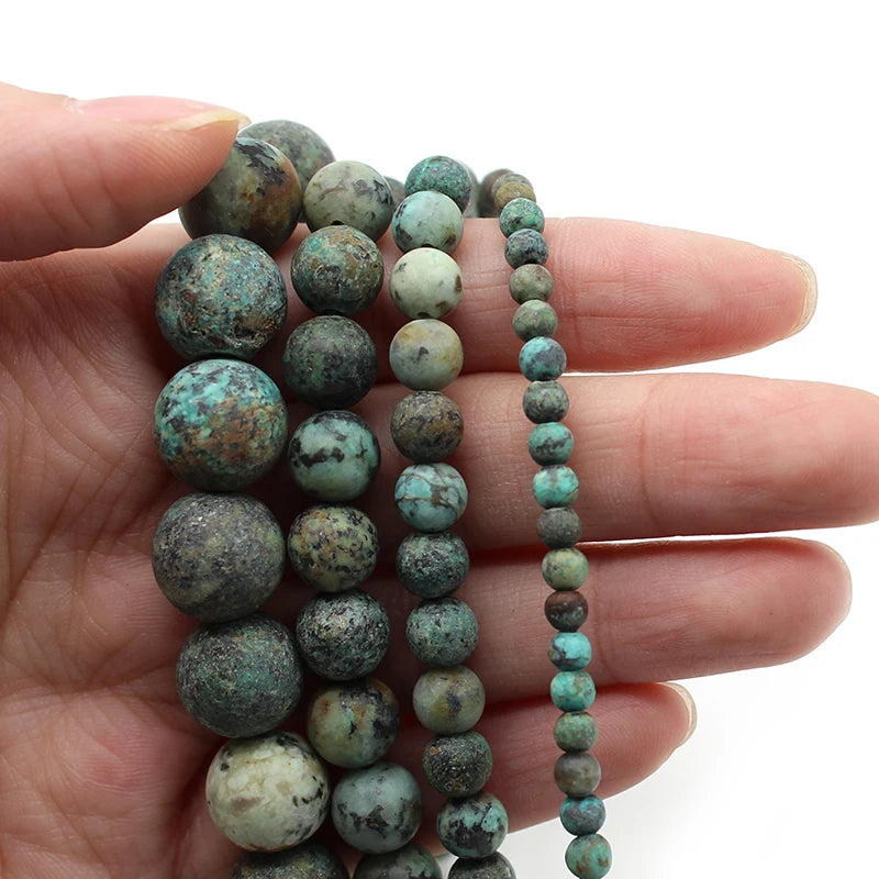 Natural Matte African Turquoise Bead Strand
